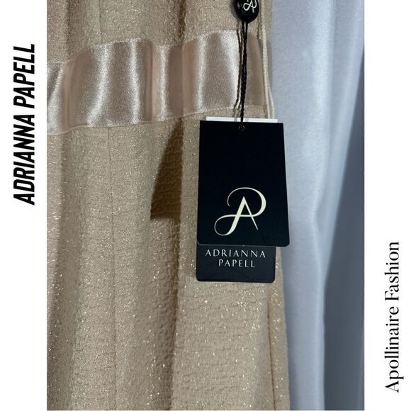 BHLD BY ADRIANNA PAPELL METALLIC SLEEVELESS MAXI DRESS GOLD THREADS NWT SIZE 12 - Picture 9 of 9